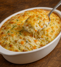 Arroz de Forno Cremoso com Frango Desfiado
