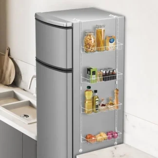 Prateleira Modular para Geladeira e Parede – Porta Temperos, Alimentos e Fruteira Branca – Arthi