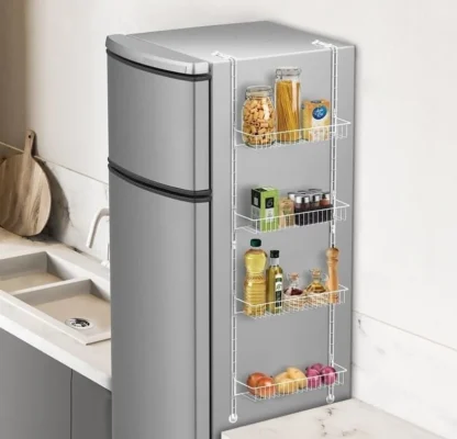 Prateleira Modular para Geladeira e Parede – Porta Temperos, Alimentos e Fruteira Branca – Arthi
